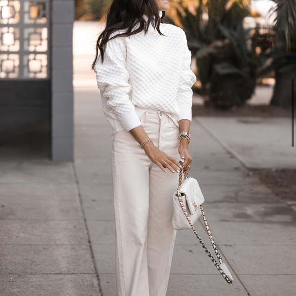 White quilted oversized knitted jumper Clearance